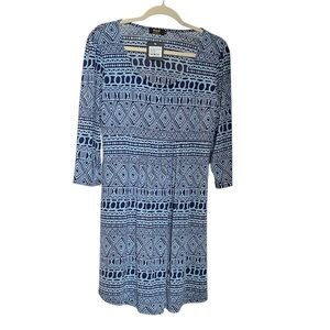 Elegant Blue Patterned Dress